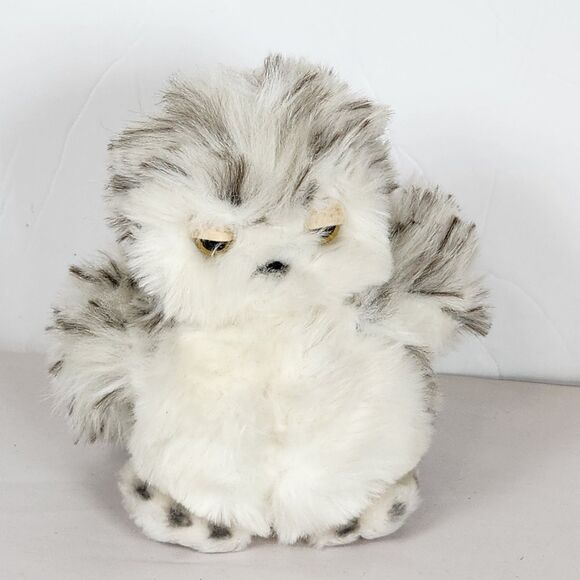 Vtg 1988 Dakin Owl Woodland Plush Stuffed Animal 9 in white brown eyes speckled - Picture 1 of 16